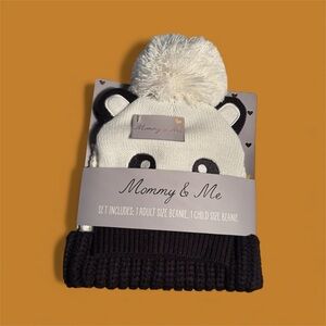 Panda Beanie Set - Black and White Mommy & Me 2pieces